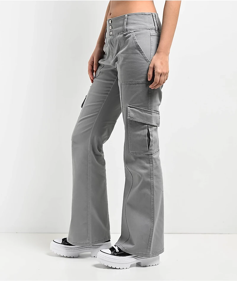 Empyre Britt Y2K Limestone Low Rise Flare Cargo Pants