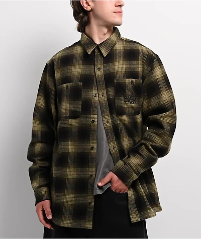 Empyre Browser Black & Green Plaid Flannel Shirt