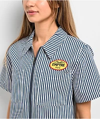 Empyre Buffy Blue & White Stripe Crop Work Shirt