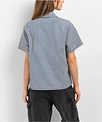 Empyre Buffy Blue & White Stripe Crop Work Shirt