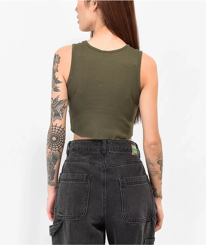 Empyre Bunney Skeleton Green Crop Tank Top