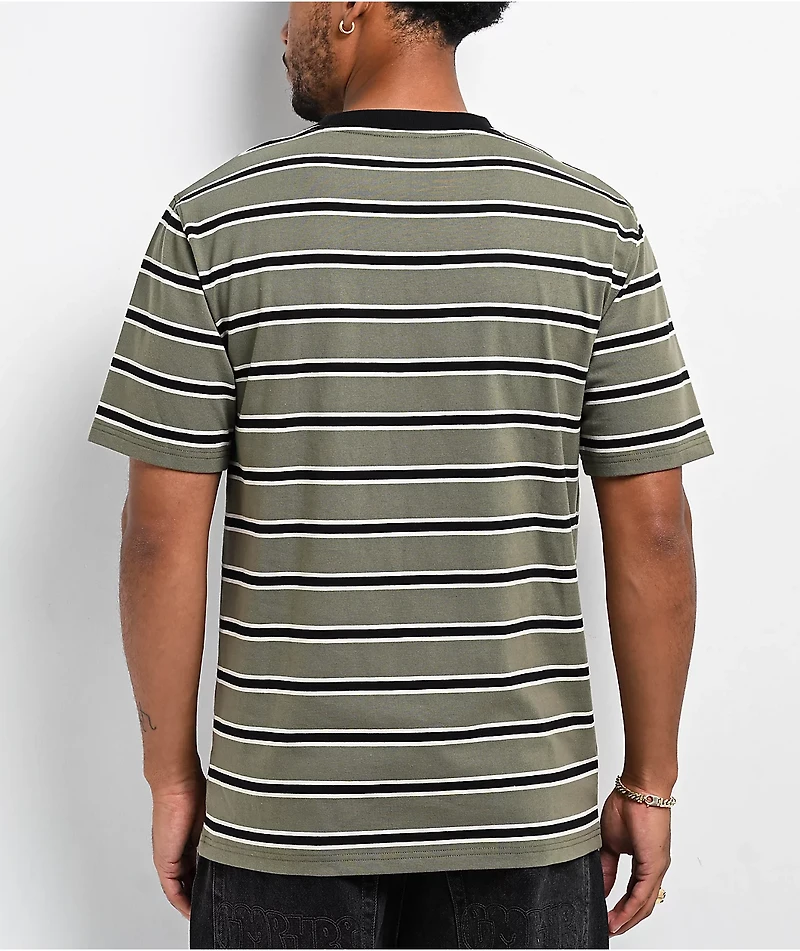 Empyre Burner Knit Olive Green & Black Stripe T-Shirt