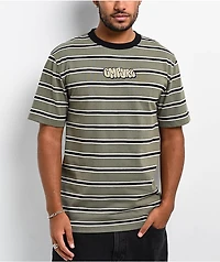 Empyre Burner Knit Olive Green & Black Stripe T-Shirt