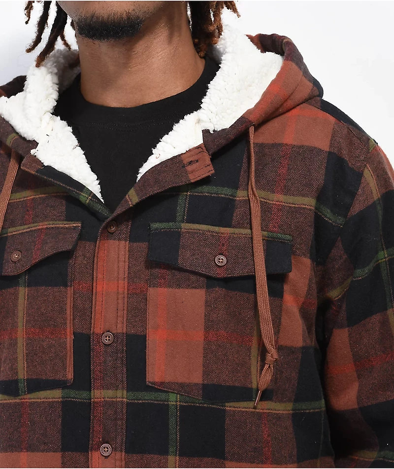 Empyre Cain Brown Hooded Flannel Sherpa Jacket