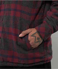 Empyre Cain Red & Black Hooded Flannel Sherpa Jacket