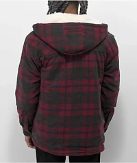 Empyre Cain Red & Black Hooded Flannel Sherpa Jacket