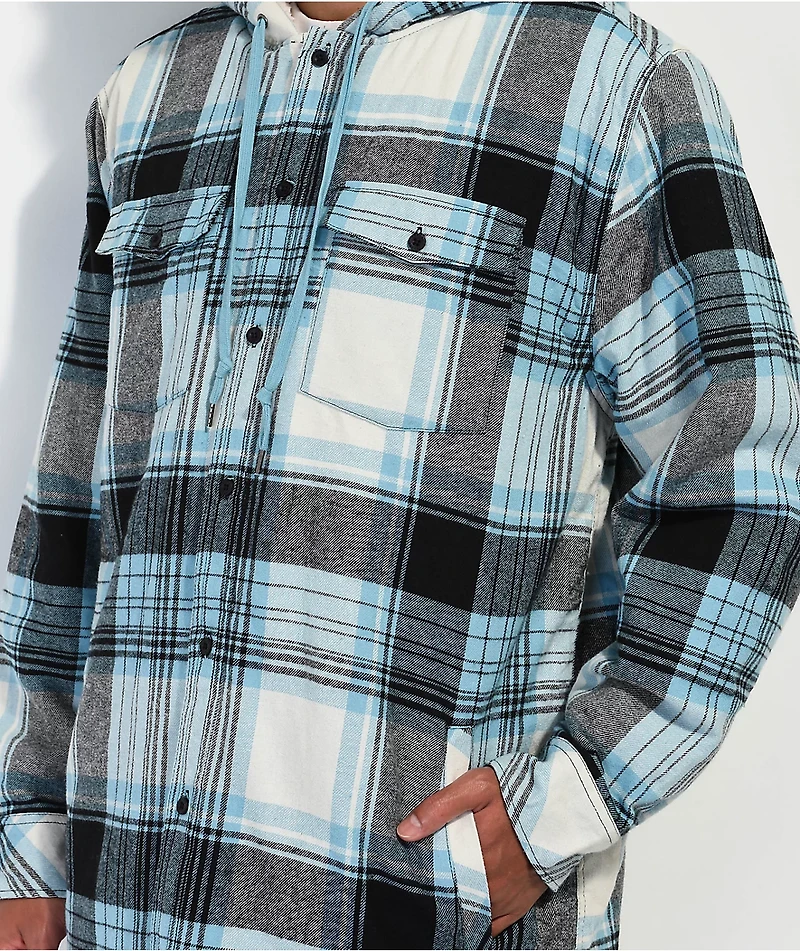 Empyre Cain White & Blue Hooded Flannel Sherpa Jacket