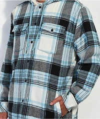 Empyre Cain White & Blue Hooded Flannel Sherpa Jacket
