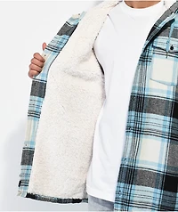 Empyre Cain White & Blue Hooded Flannel Sherpa Jacket