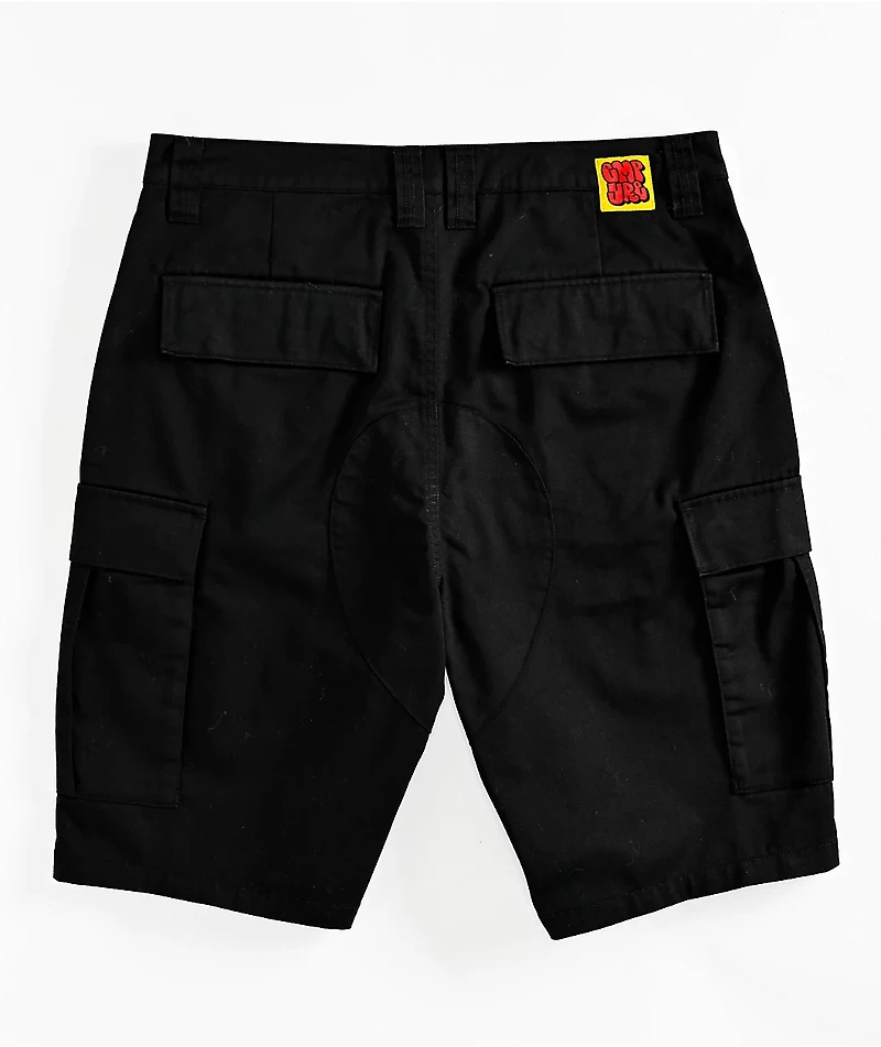 Empyre Cargo Loose Fit Black Skate Shorts