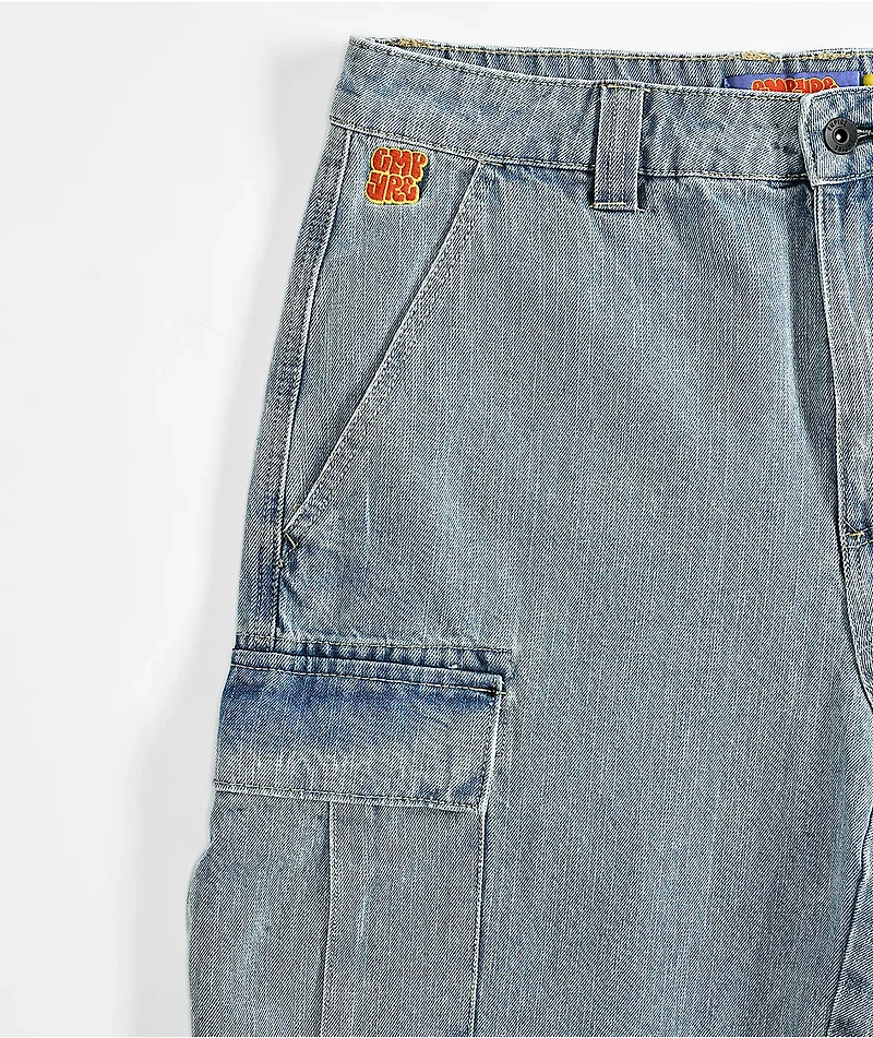 Empyre Cargo Loose Fit Light Blue Denim Skate Shorts