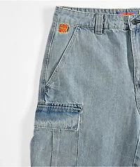 Empyre Cargo Loose Fit Light Blue Denim Skate Shorts