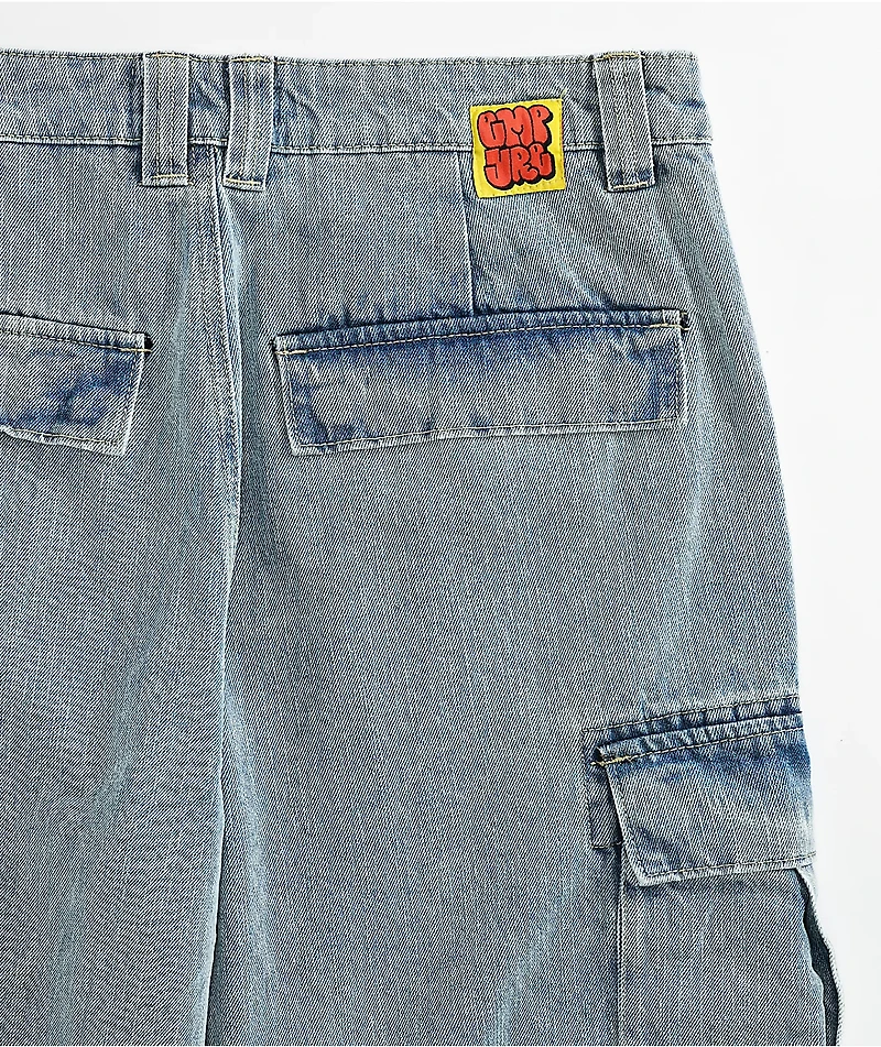 Empyre Cargo Loose Fit Light Blue Denim Skate Shorts