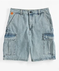 Empyre Cargo Loose Fit Light Blue Denim Skate Shorts