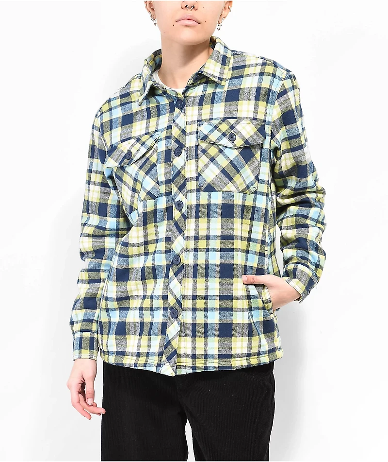 Empyre Cayden Blue & Green Flannel Sherpa Jacket
