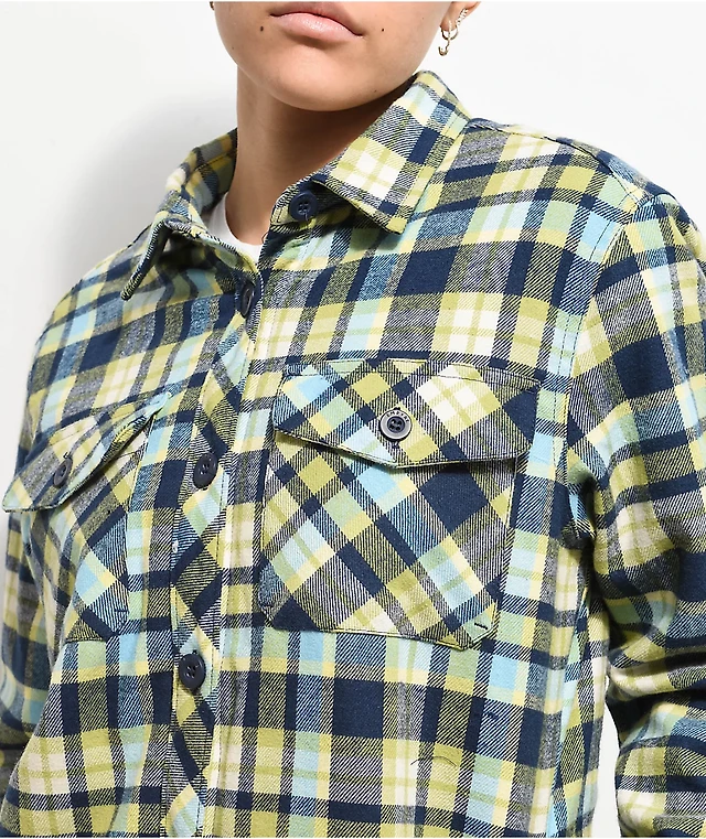 Empyre Cayden Blue Green Flannel Sherpa Jacket at Hamilton Place