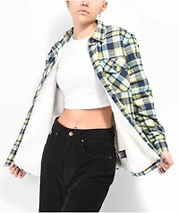 Empyre Cayden Blue & Green Flannel Sherpa Jacket