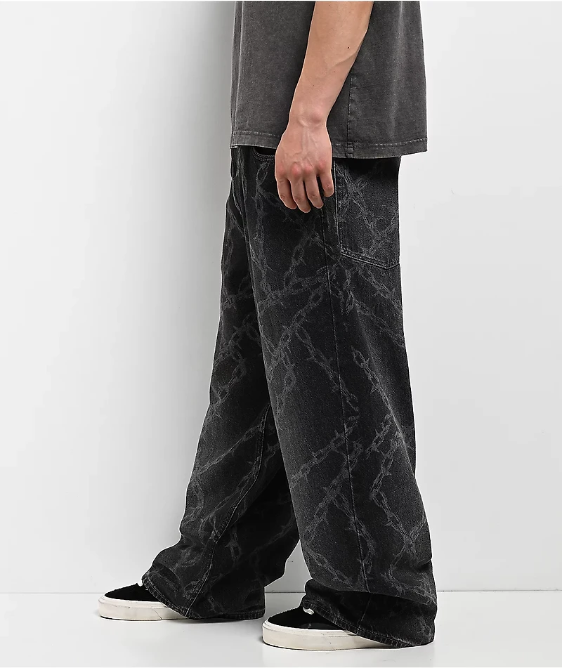 Empyre Chains Grey Wash Ultra Wide Skate Jeans