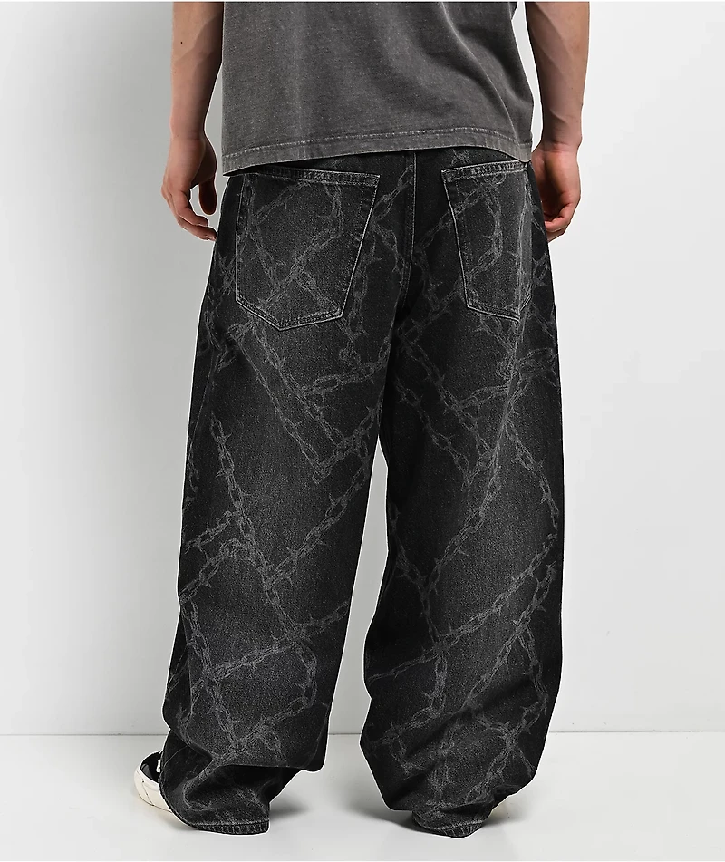Empyre Chains Grey Wash Ultra Wide Skate Jeans