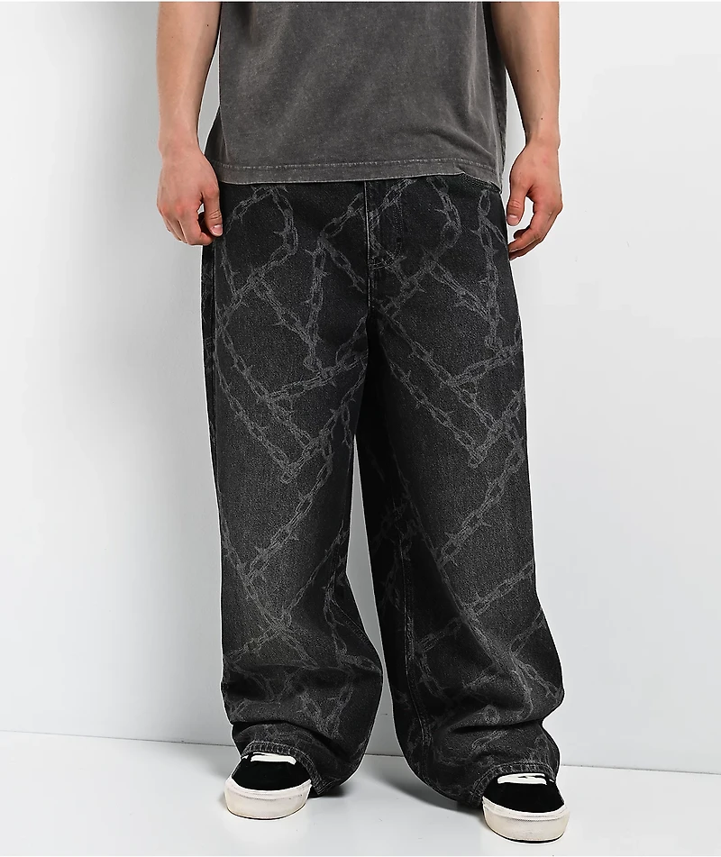 Empyre Chains Grey Wash Ultra Wide Skate Jeans