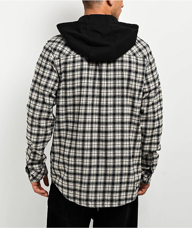 Empyre Chancer Black & Cream Plaid Hooded Zip Flannel Shirt