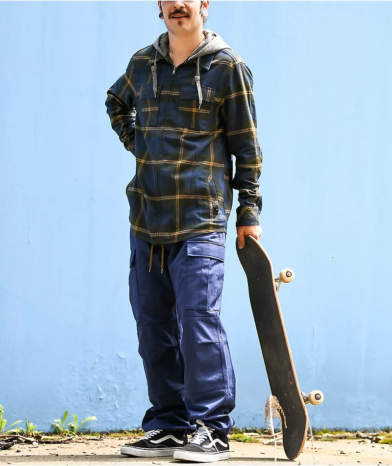 Empyre Chancer Blue & Yellow Hooded Flannel Shirt