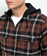 Empyre Chancer Brown Hooded Flannel Shirt