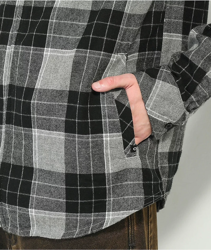 Empyre Chancer Grey & Black Hooded Flannel Shirt