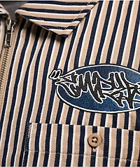 Empyre Charlie Stripe Sand & Navy Zip Work Shirt