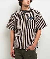 Empyre Charlie Stripe Sand & Navy Zip Work Shirt