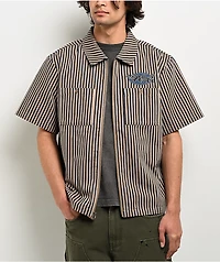 Empyre Charlie Stripe Sand & Navy Zip Work Shirt