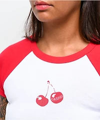 Empyre Cherry Lovin' Red & White Raglan Crop T-Shirt
