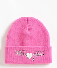 Empyre Chrome Heart Pink Beanie