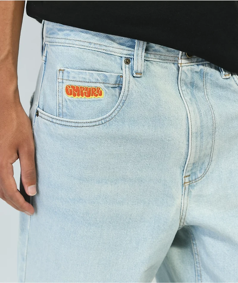 Empyre Colby Embroidered Loose Fit Light Wash Denim Skate Jeans