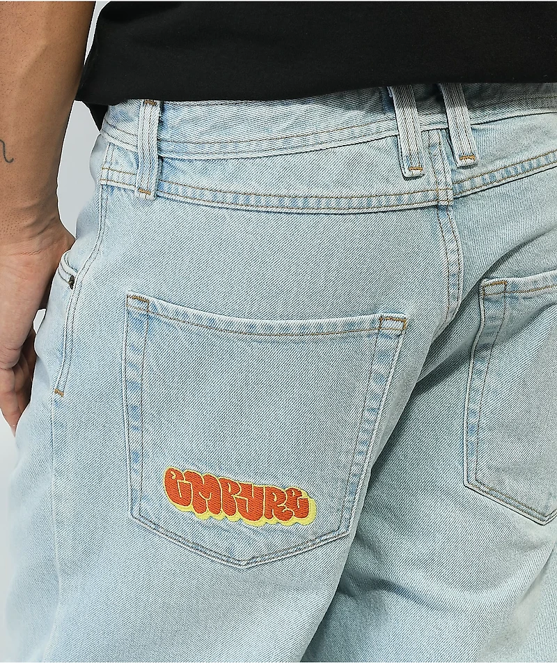 Empyre Colby Embroidered Loose Fit Light Wash Denim Skate Jeans