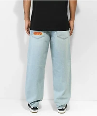 Empyre Colby Embroidered Loose Fit Light Wash Denim Skate Jeans