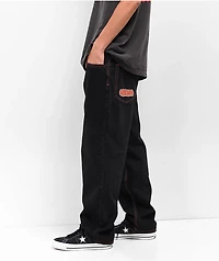 Empyre Contrast Embroidered Black Skate Jeans