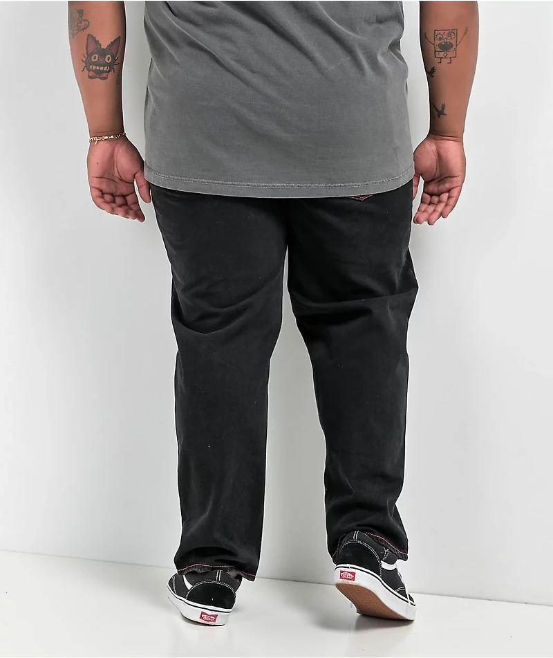 Empyre Contrast Embroidered Black Skate Jeans