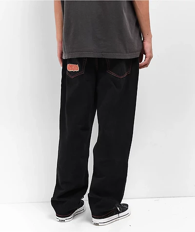 Empyre Contrast Embroidered Black Skate Jeans