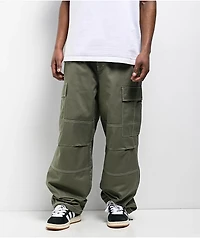 Empyre Contrast Olive Ultra Loose Cargo Skate Pants