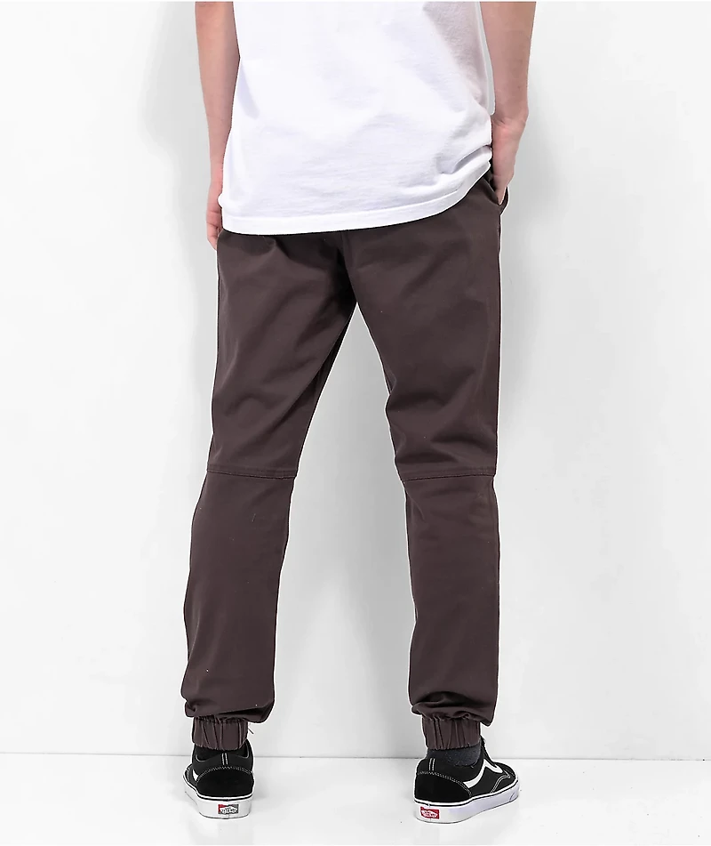 Empyre Creager Stretch Elastic Waist Brown Jogger Pants