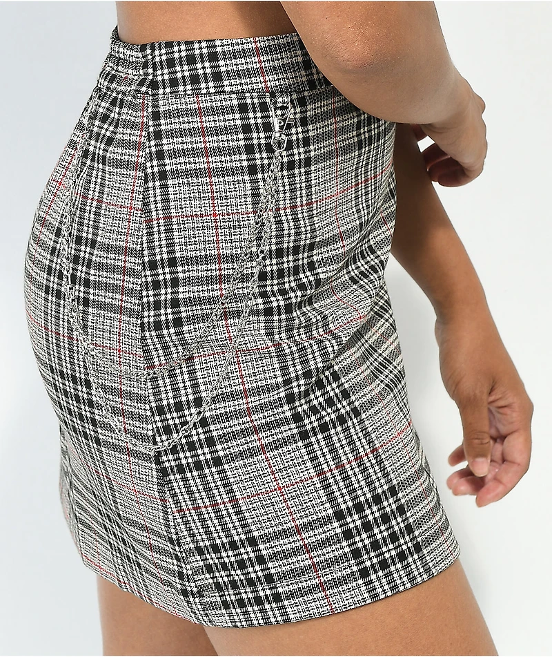 Empyre Cyndi Cream Plaid Chain Skirt