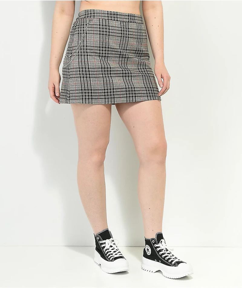 Empyre Cyndi Cream Plaid Chain Skirt