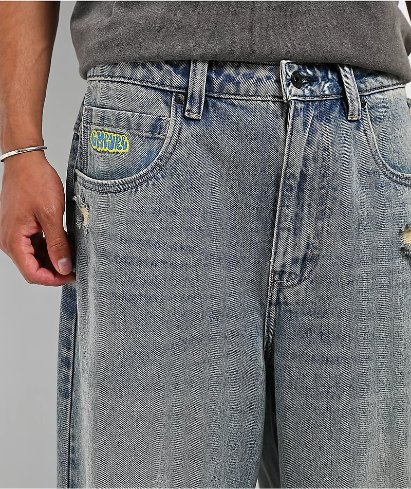 Empyre Destroy Dirty Blue Ultra Wide Skate Jeans