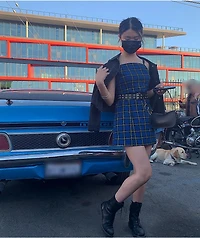 Empyre Dia Blue Plaid Mini Dress