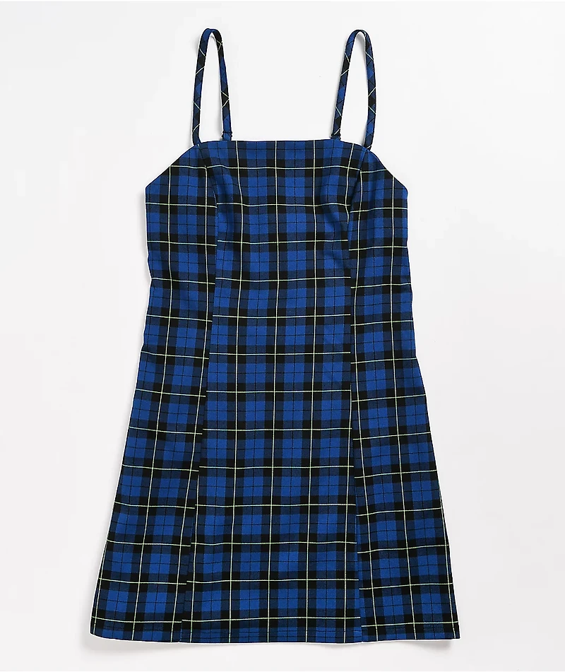 Empyre Dia Blue Plaid Mini Dress
