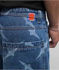 Empyre Diamond Plate Double Knee Blue Ultra Wide Carpenter Shorts