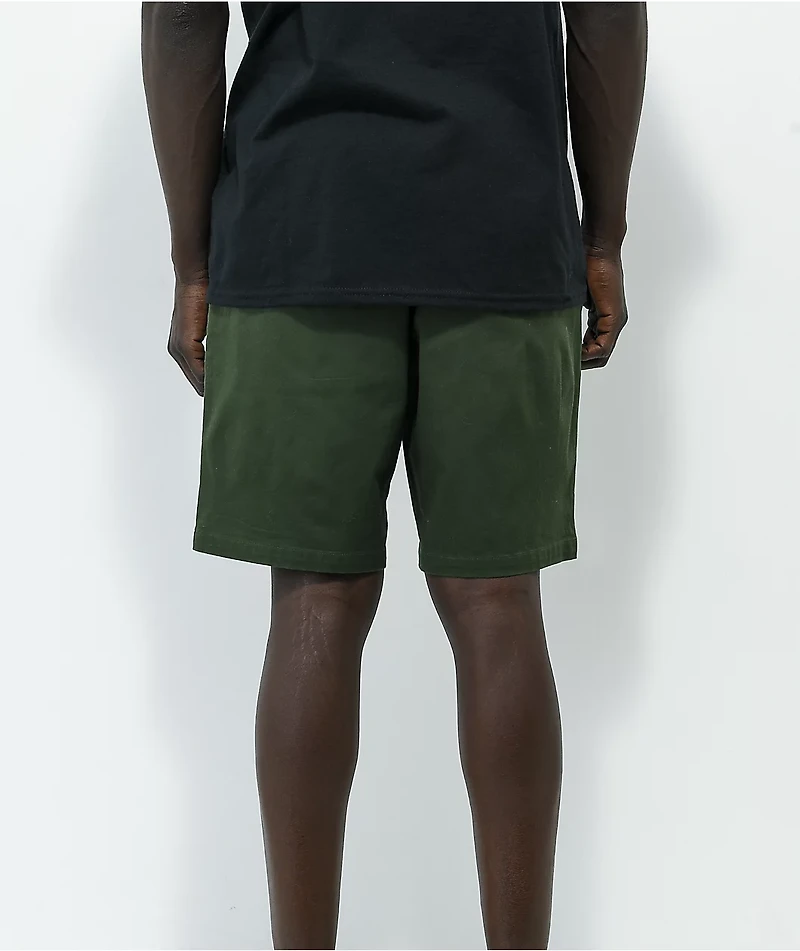 Empyre Dixon Dark Green Elastic Waist Shorts