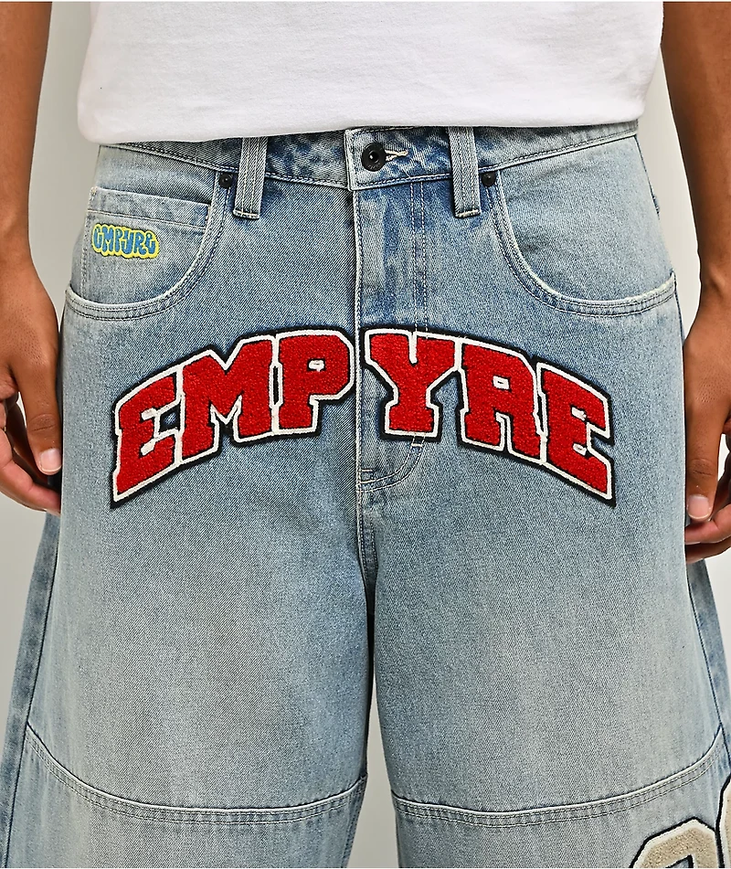 Empyre Double Knee Chenille Blue Wash Ultra Wide Jeans