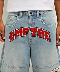 Empyre Double Knee Chenille Blue Wash Ultra Wide Jeans